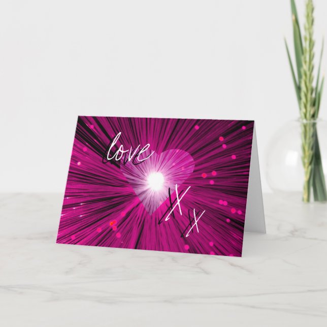 Carte de vœux 'amour & baisers' Cœur Rose (Devant)