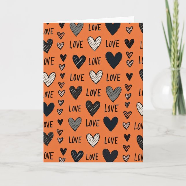 Carte de vœux amour doodle sincère (Devant)