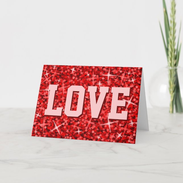 Carte de vœux 'AMOUR' Glitz Rouge (Devant)