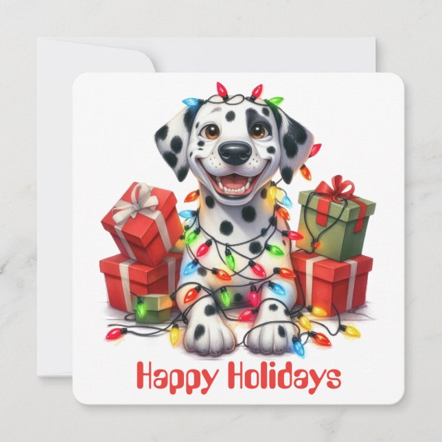 Carte de vœux amusante de Noël dalmate (Devant)