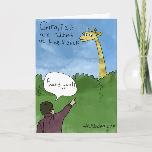 Carte de voeux amusante - 'Giraffe ; Cacher et che (Devant)