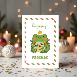 Carte de vœux amusante " Joyeux Frog Noël" avec un