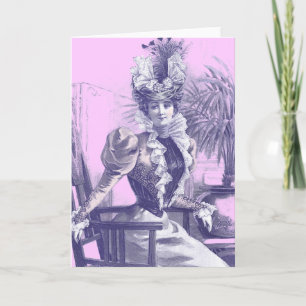 Carte de voeux ancienne en plaque de mode victorie