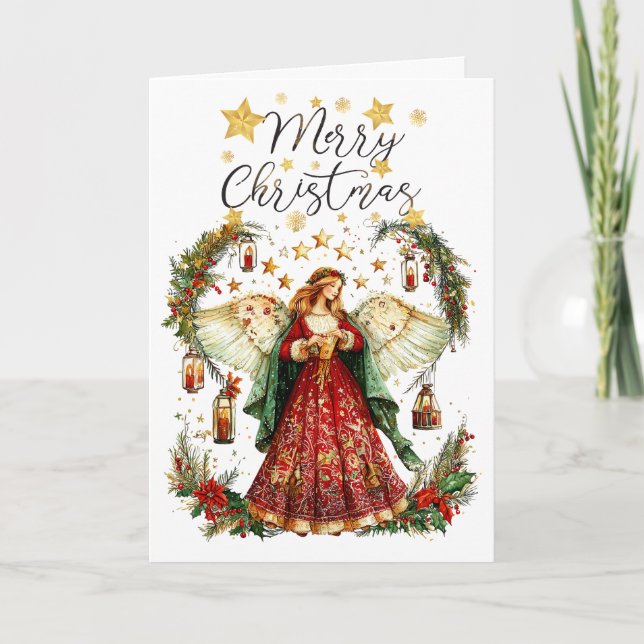 Carte de vœux Ange de Noël et Joyeux Noël (Devant)