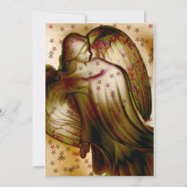 Carte de vœux Ange Doré Avec Étoiles (Devant)