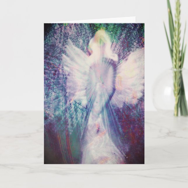 Carte de vœux Ange Éthéré Pourpre Indigo (Devant)