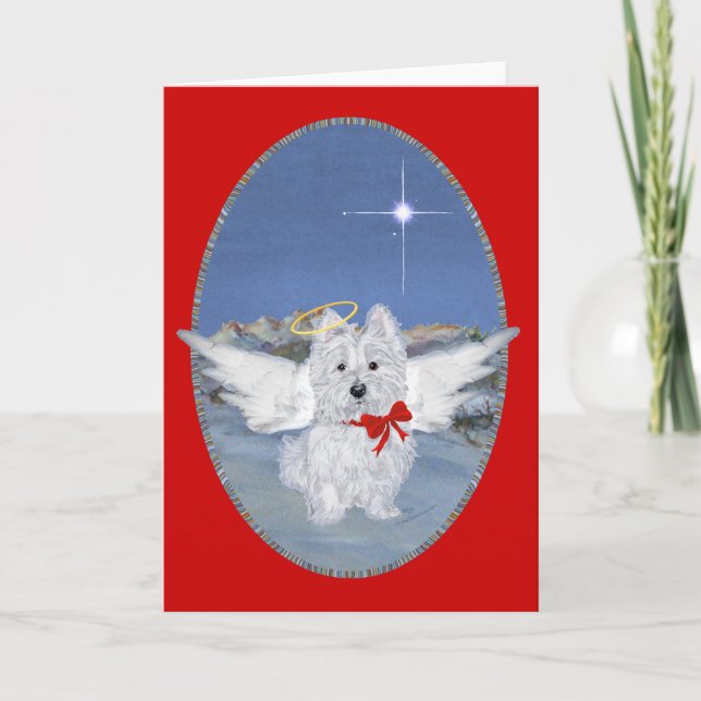Carte de vœux Ange Westie (Devant)