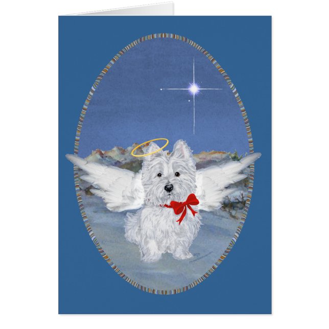 Carte de vœux Ange Westie (Devant)