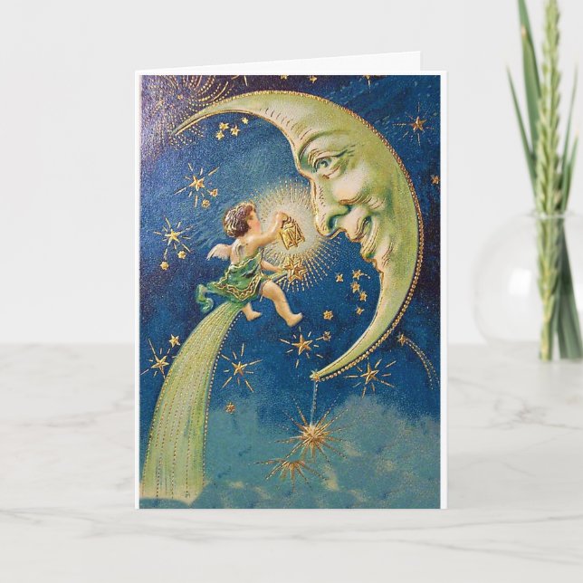 Carte de voeux Angel and The Moon Holiday (Devant)