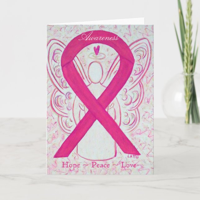 Carte de voeux Angel de sensibilisation rose chaud (Devant)
