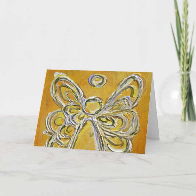 Carte de voeux Angel Jaune ou carte de notes (Devant)