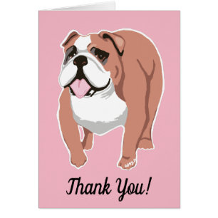 Carte de voeux anglaise Bulldog Pink Merci