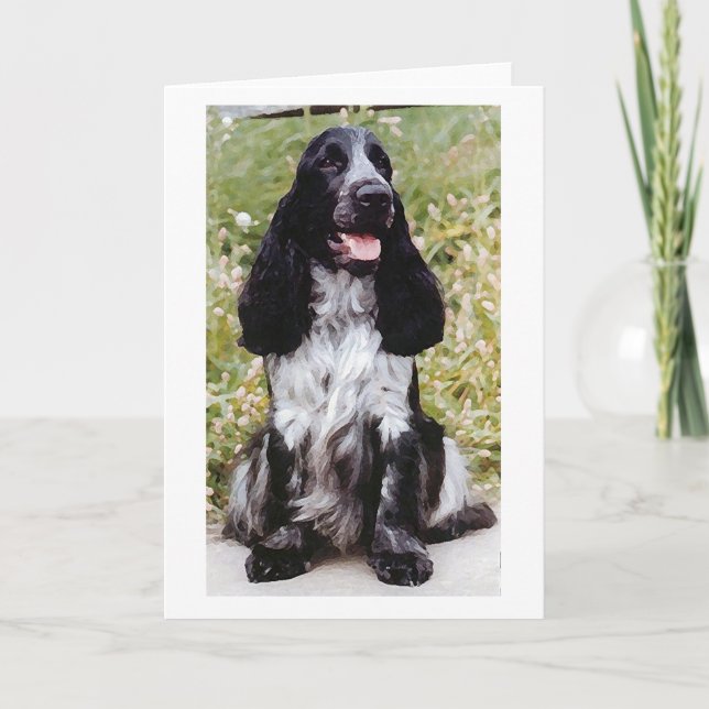 Carte de voeux anglaise de blanc de chien de (Devant)