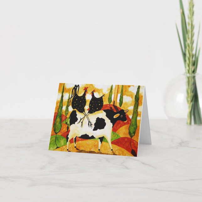 Carte de vœux - Animaux de ferme toscans fantaisis (Devant)