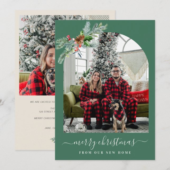 Carte de vœux animée de Noël avec verdure (Devant / Derrière)