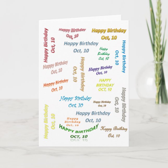 Carte de vœux Anniversaire 10 octobre (Devant)