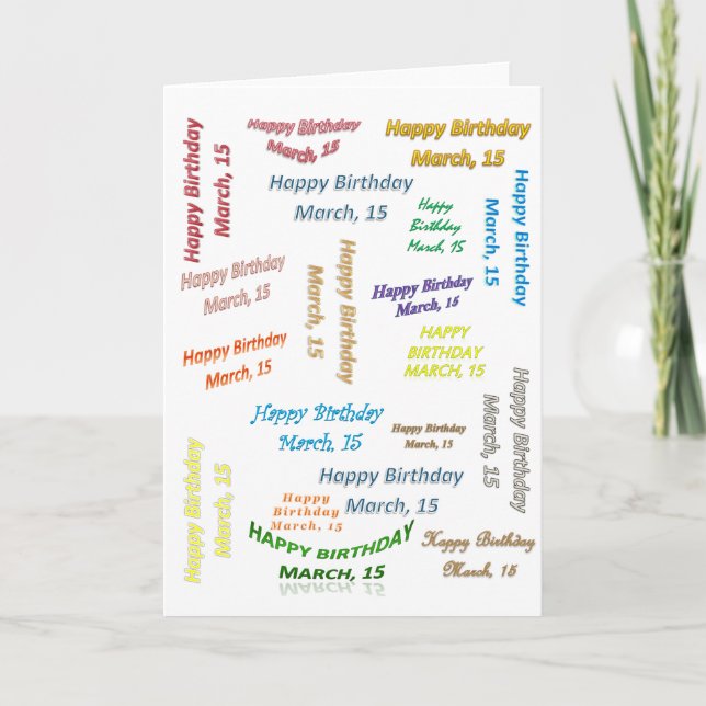 Carte de vœux Anniversaire 15 mars (Devant)