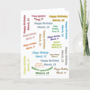 Carte de vœux Anniversaire 15 mars