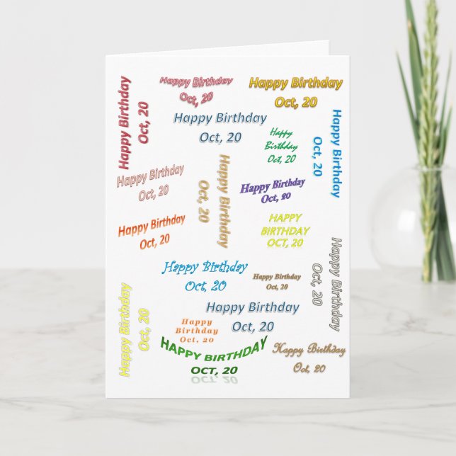 Carte de vœux Anniversaire 20 octobre (Devant)