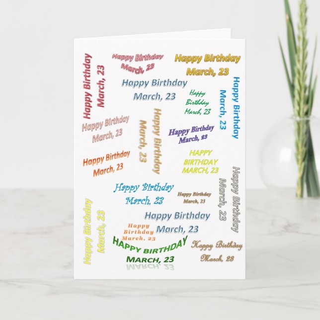 Carte de vœux Anniversaire 23 mars (Devant)
