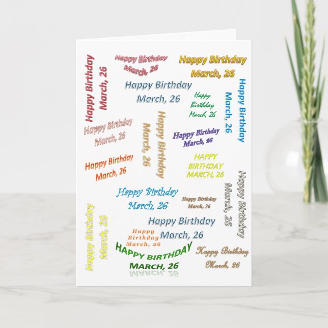 Carte de vœux Anniversaire 26 mars (Devant)