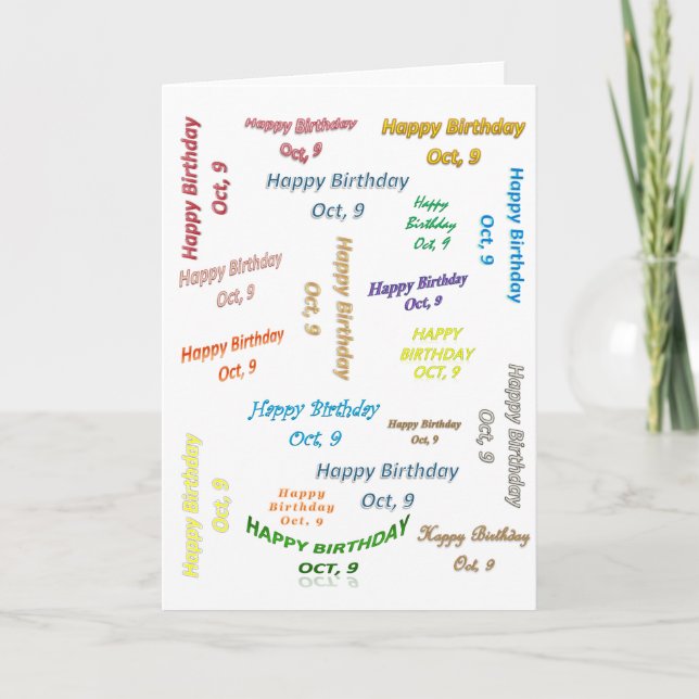 Carte de vœux Anniversaire 9 octobre (Devant)