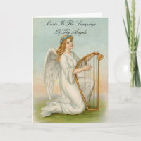 Carte de voeux Anniversaire Angel Avec Harpe