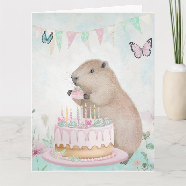 Carte de voeux Anniversaire de enfant Capybara Cak (Devant)