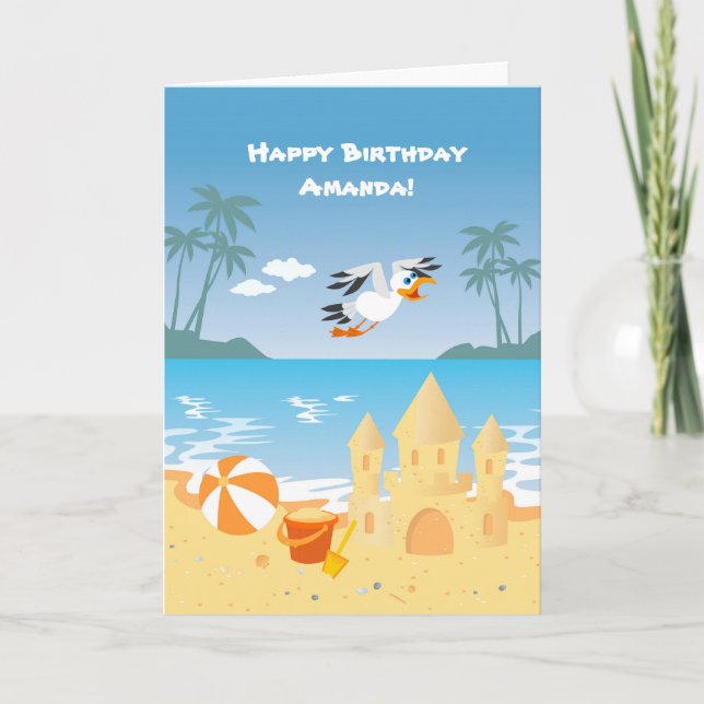 Carte de voeux anniversaire de enfant de Beach San (Devant)