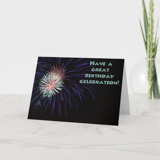 Carte de voeux Anniversaire de feux d'artifice (Devant)