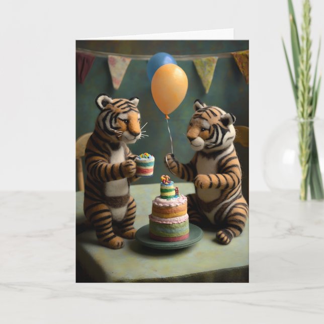 Carte de voeux Anniversaire de Tigers Felted (Devant)
