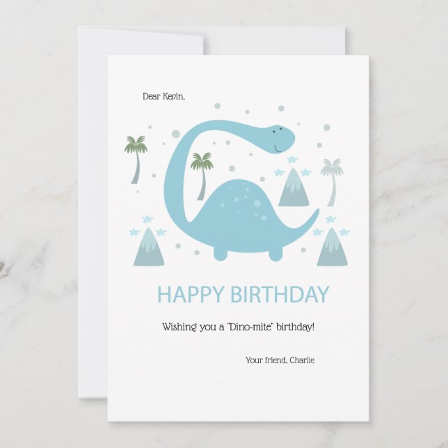 Carte de voeux Anniversaire Dinosaur (Devant)