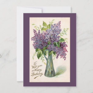 Carte de voeux Anniversaire Lilacs Vintage