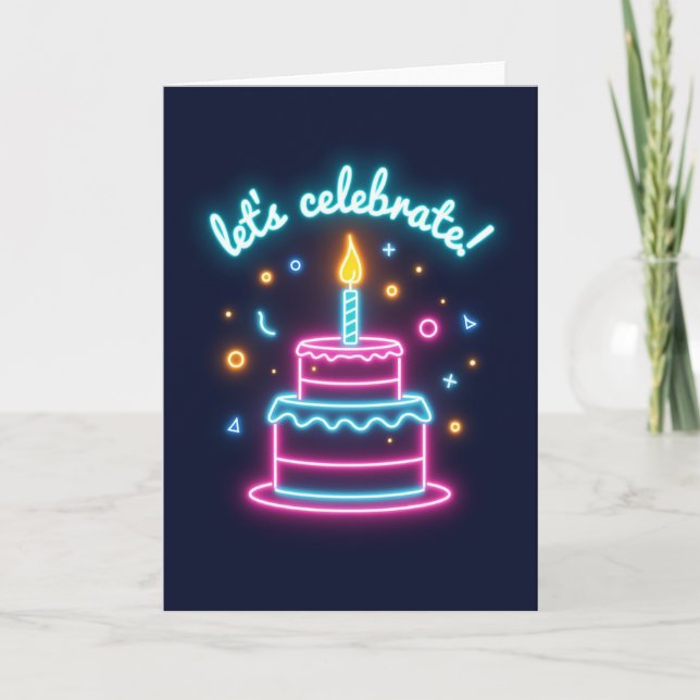 Carte de Vœux Anniversaire Néon (Devant)