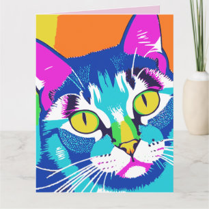 CARTE DE VŒUX ANNIVERSAIRE POP ART CHAT AMI