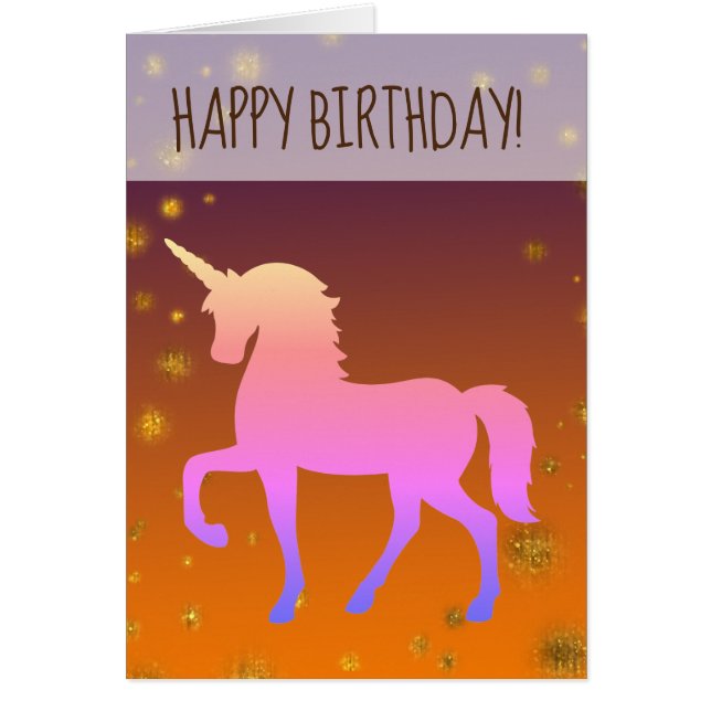 Carte de voeux Anniversaire rose Unicorn (Devant)