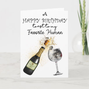 Carte de voeux Anniversaire Vin et Verre