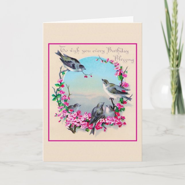 Carte de voeux anniversaire vintage (Devant)