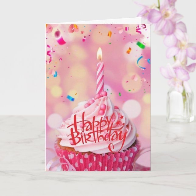 Carte de voeux Anniversaire Wives Cup Cake Pink (Orchidée)