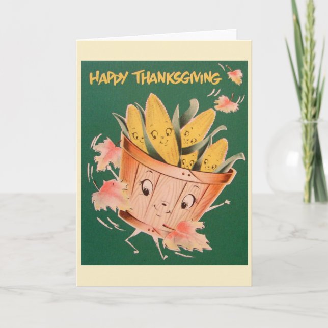 Carte de voeux anthropomorphique Retro Thanksgivin (Devant)