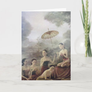 Carte de voeux antique thaïlandaise d'impression