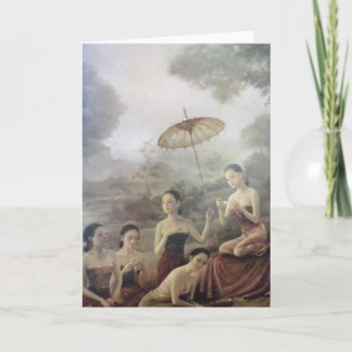 Carte de voeux antique thaïlandaise d'impression