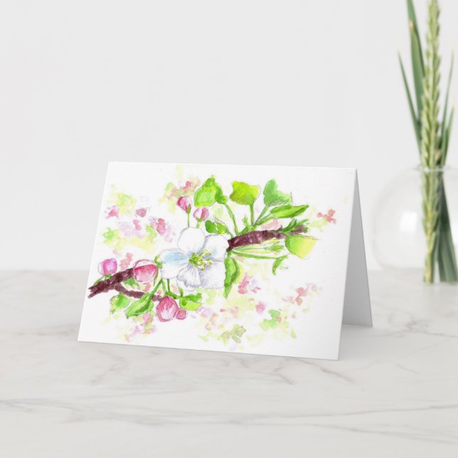 Carte de voeux Apple Blossom Watercolor (Devant)