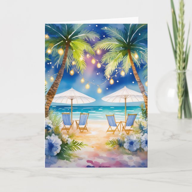 Carte de vœux aquarelle de plage d'été  (Devant)