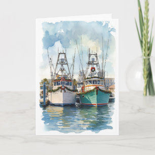 Carte de vœux aquarelle Holiday Harbor
