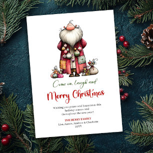 Carte de vœux aquarelle ludique de Père Noël éléga