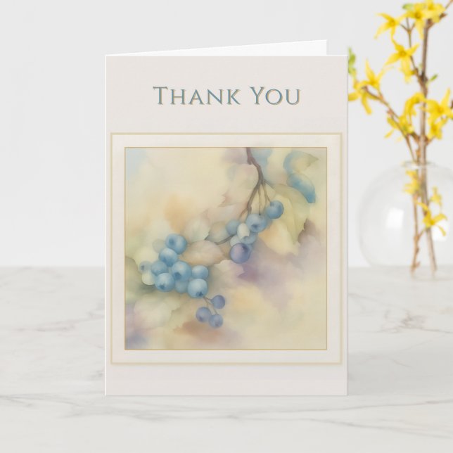 Carte de vœux aquarelle myrtille — Pastel Botan (Fleur jaune)
