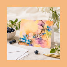 Carte de vœux aquarelle myrtille — Peinte à la mai