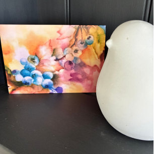 Carte de vœux aquarelle myrtille — Peinte à la mai