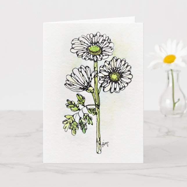 Carte de voeux - Aquarelle NGA - Faisceaux blancs (Petite plante)